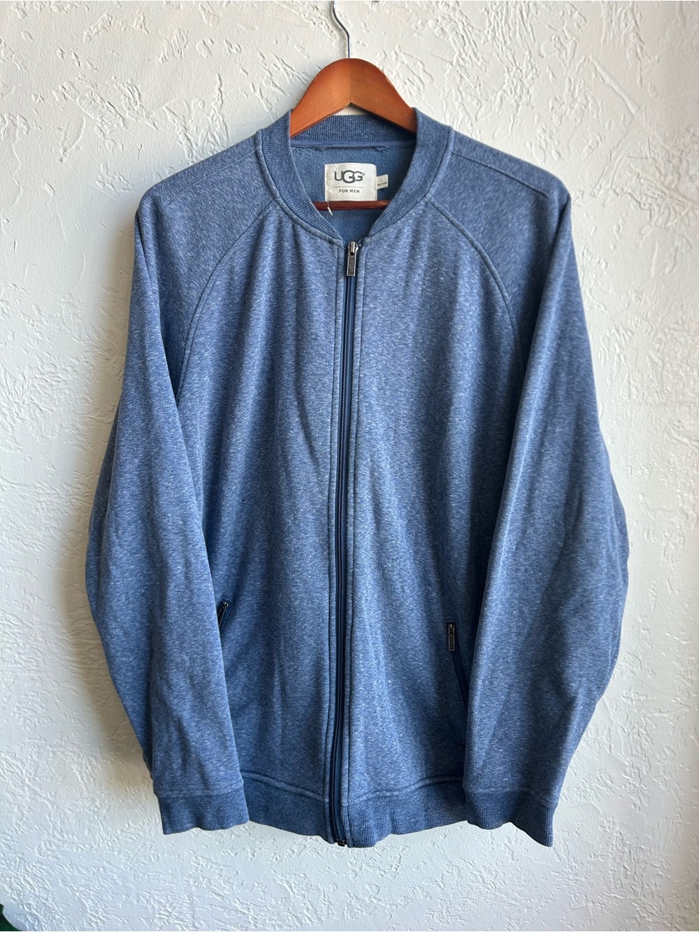 UGG For Men lightweight zip-up blue cotton bomber jacket